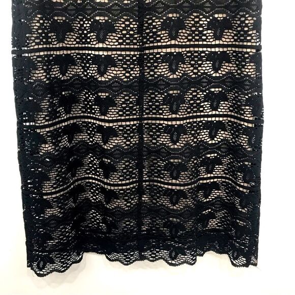 Sangria Black Lace Overlay Beaded Short Sleeve Sheath Dress - Picture 10 of 16